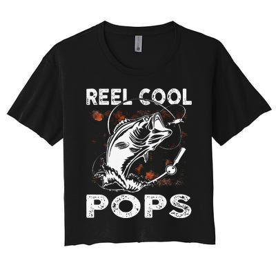 Reel Cool Pops Fishing Birthday Fathers Day For Women's Crop Top Tee