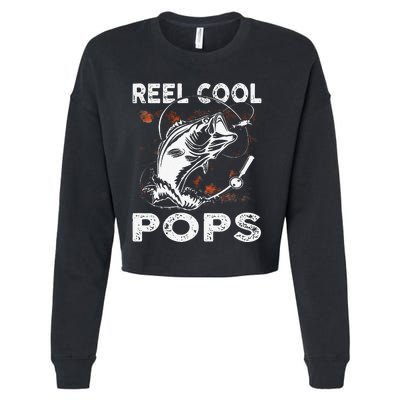 Reel Cool Pops Fishing Birthday Fathers Day For Cropped Pullover Crew