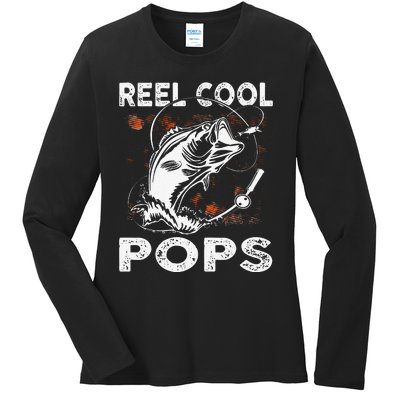 Reel Cool Pops Fishing Birthday Fathers Day For Ladies Long Sleeve Shirt