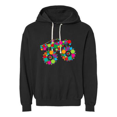 Retro Colorful Polka Dots Monster Truck Happy Dot Day Garment-Dyed Fleece Hoodie