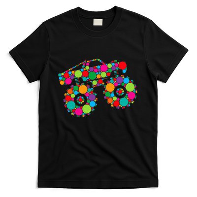 Retro Colorful Polka Dots Monster Truck Happy Dot Day T-Shirt