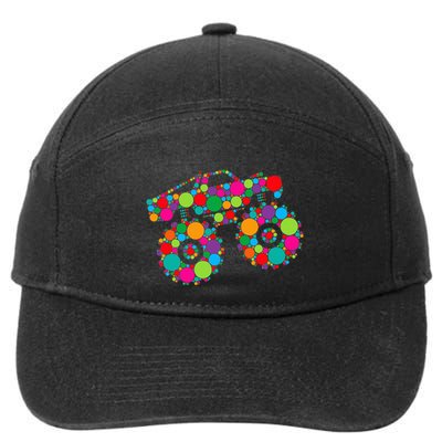 Retro Colorful Polka Dots Monster Truck Happy Dot Day 7-Panel Snapback Hat