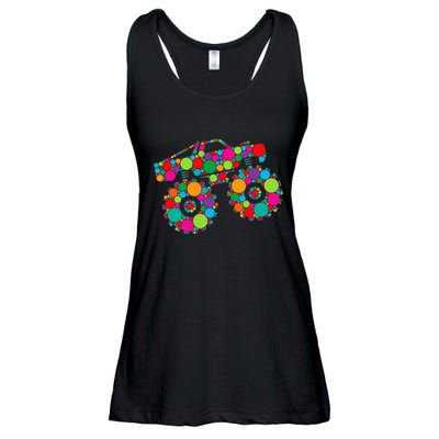 Retro Colorful Polka Dots Monster Truck Happy Dot Day Ladies Essential Flowy Tank
