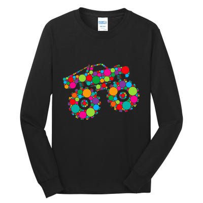 Retro Colorful Polka Dots Monster Truck Happy Dot Day Tall Long Sleeve T-Shirt