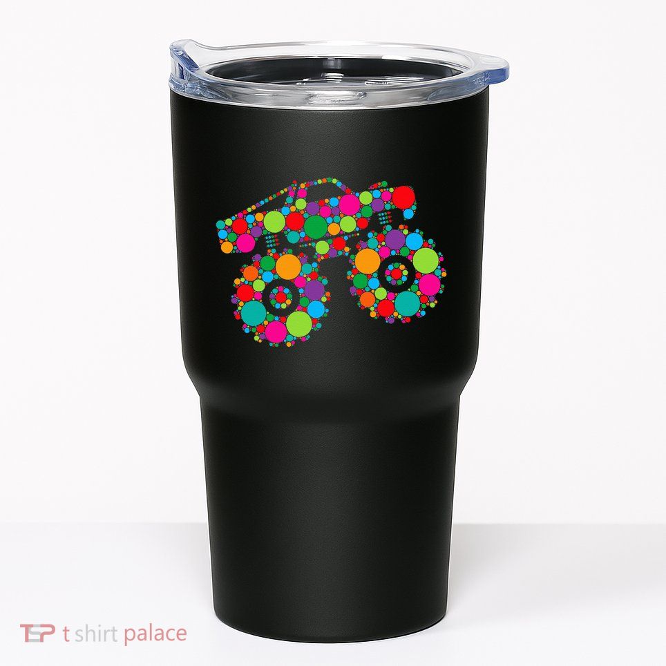 Retro Colorful Polka Dots Monster Truck Happy Dot Day Tumbler