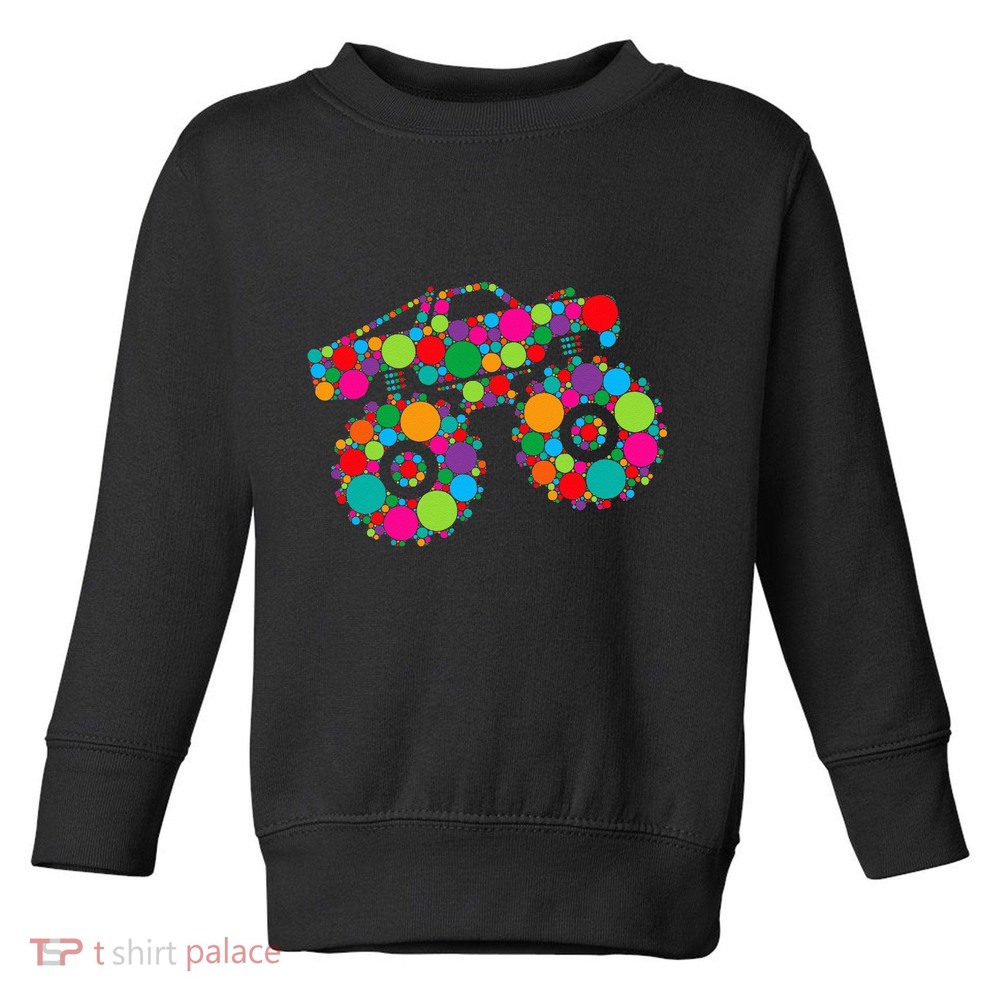 Retro Colorful Polka Dots Monster Truck Happy Dot Day Toddler Sweatshirt