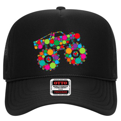Retro Colorful Polka Dots Monster Truck Happy Dot Day Trucker Hat