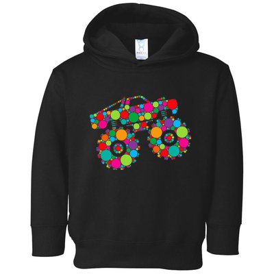 Retro Colorful Polka Dots Monster Truck Happy Dot Day Toddler Hoodie
