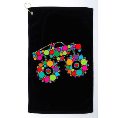 Retro Colorful Polka Dots Monster Truck Happy Dot Day Golf Towel