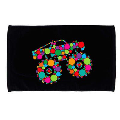 Retro Colorful Polka Dots Monster Truck Happy Dot Day Microfiber Hand Towel