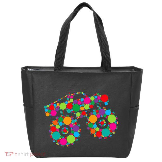 Retro Colorful Polka Dots Monster Truck Happy Dot Day Zip Tote Bag