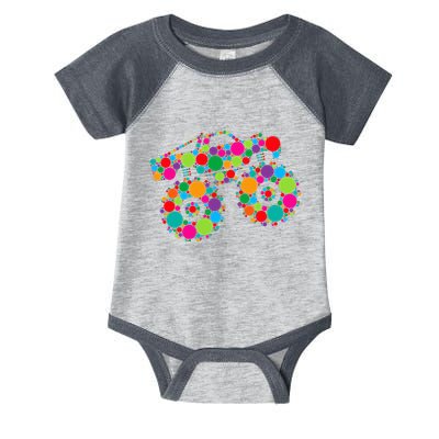 Retro Colorful Polka Dots Monster Truck Happy Dot Day Infant Baby Jersey Bodysuit