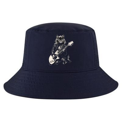 Rock Cat Playing Guitar Cat Funny Guitar Cat Kitty Cool Comfort Performance Bucket Hat