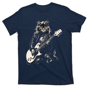 Rock Cat Playing Guitar Cat Funny Guitar Cat Kitty T-Shirt