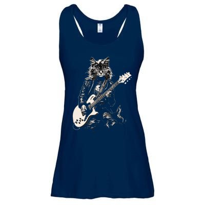 Rock Cat Playing Guitar Cat Funny Guitar Cat Kitty Ladies Essential Flowy Tank