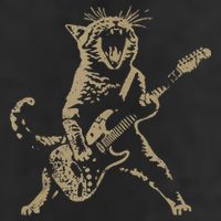 Rock Cat Playing Guitar Funny Guitar Cat 7 Panel Mesh Trucker Snapback Hat