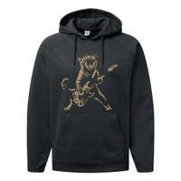 Rock Cat Playing Guitar Funny Guitar Cat Performance Fleece Hoodie