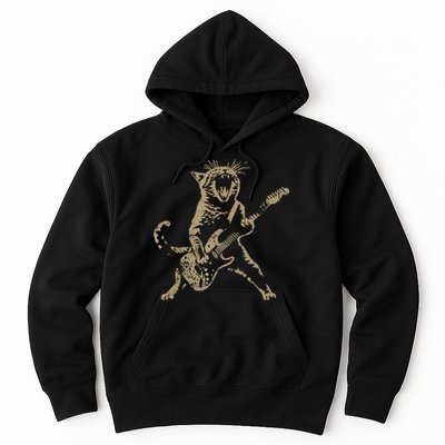 Rock Cat Playing Guitar Funny Guitar Cat Hoodie