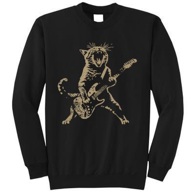 Rock Cat Playing Guitar Funny Guitar Cat Sweatshirt