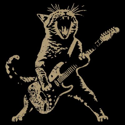 Rock Cat Playing Guitar Funny Guitar Cat T-Shirt