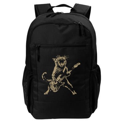Rock Cat Playing Guitar Funny Guitar Cat Backpack