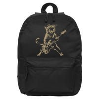 Rock Cat Playing Guitar Funny Guitar Cat 16 in Basic Backpack