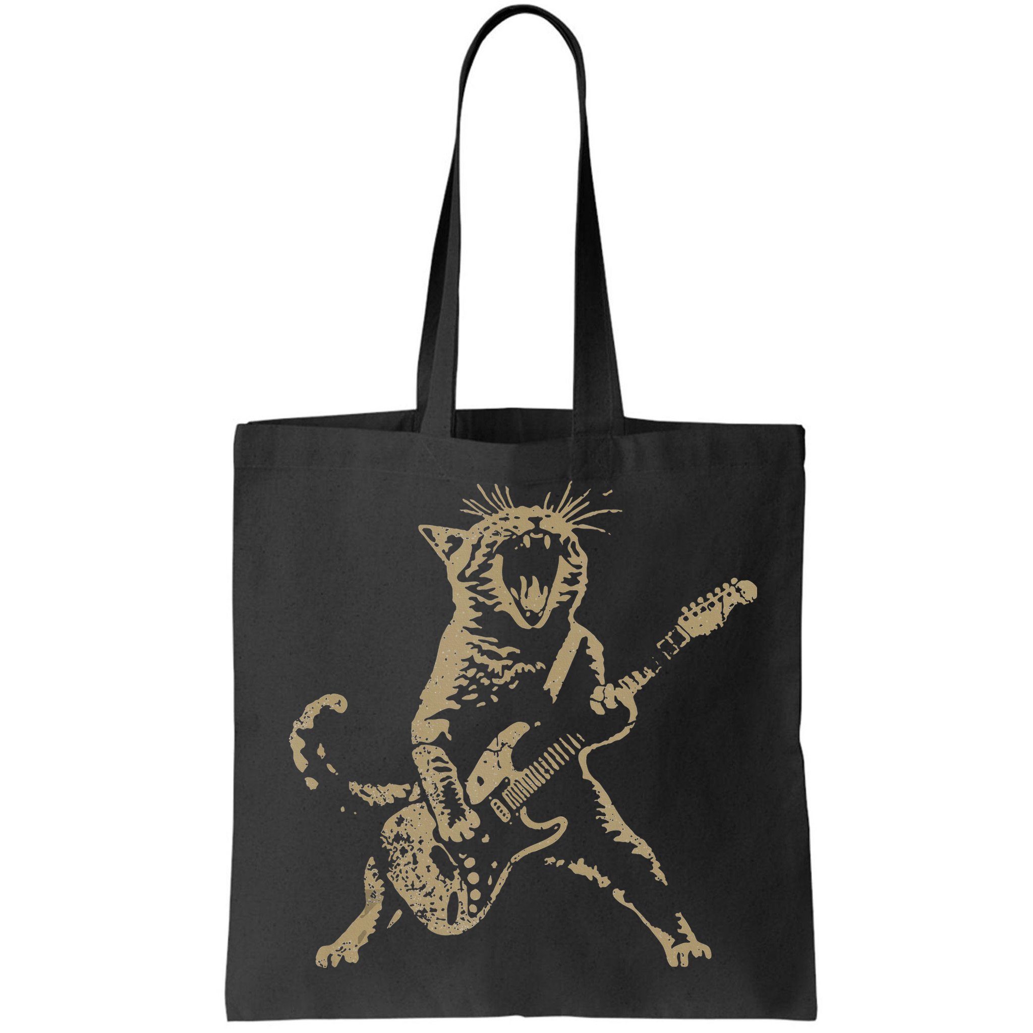 Rock Cat Playing Guitar Funny Guitar Cat Bag
