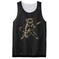 Rock Cat Playing Guitar Funny Guitar Cat Mesh Reversible Basketball Jersey Tank