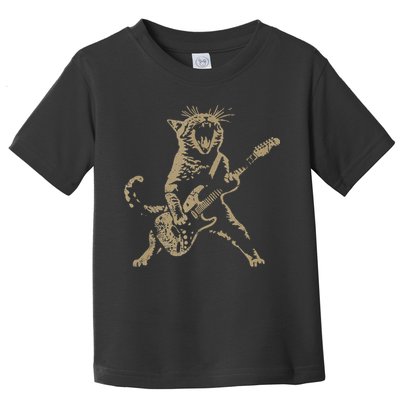 Rock Cat Playing Guitar Funny Guitar Cat Toddler T-Shirt