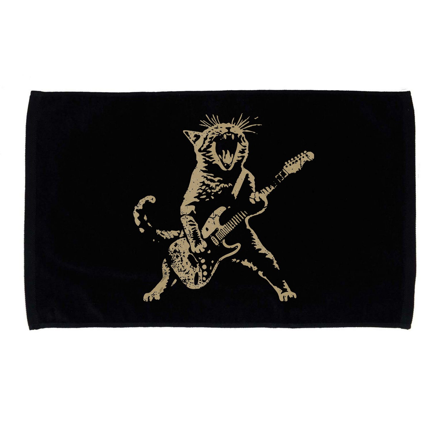 Rock Cat Playing Guitar Funny Guitar Cat Microfiber Hand Towel