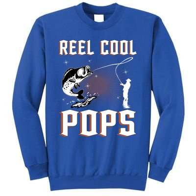 Reel Cool Pops Funny Fishing Grandpa Dad Joke Cool Fisher Funny Gift Tall Sweatshirt