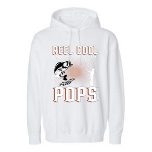 Reel Cool Pops Funny Fishing Grandpa Dad Joke Cool Fisher Funny Gift Garment-Dyed Fleece Hoodie