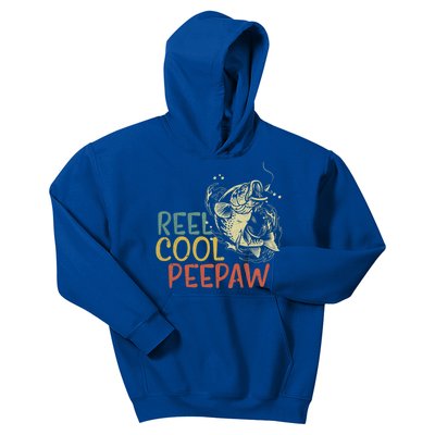 Reel Cool Peepaw Vintage Fishing FatherS Day Gift Kids Hoodie