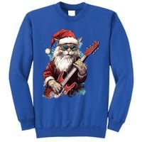 Rock Cat Playing Guitar Funny Christmas Santa Claus Gift Sweatshirt