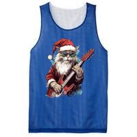 Rock Cat Playing Guitar Funny Christmas Santa Claus Gift Mesh Reversible Basketball Jersey Tank