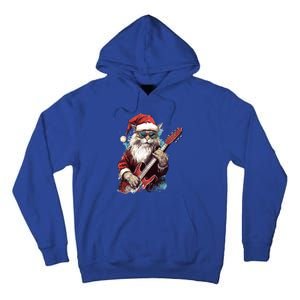 Rock Cat Playing Guitar Funny Christmas Santa Claus Gift Tall Hoodie