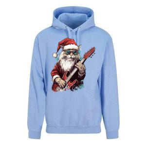 Rock Cat Playing Guitar Funny Christmas Santa Claus Gift Unisex Surf Hoodie