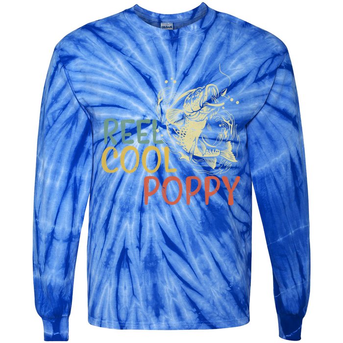 Reel Cool Poppy Vintage Fishing FatherS Day Gift Tie-Dye Long Sleeve Shirt