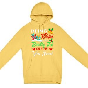 Retro Christmas Pajama Family Squad Xmas Being Related To Me Cute Gift Premium Pullover Hoodie