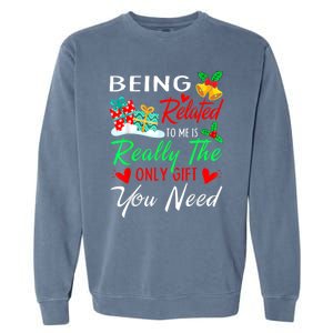 Retro Christmas Pajama Family Squad Xmas Being Related To Me Cute Gift Garment-Dyed Sweatshirt