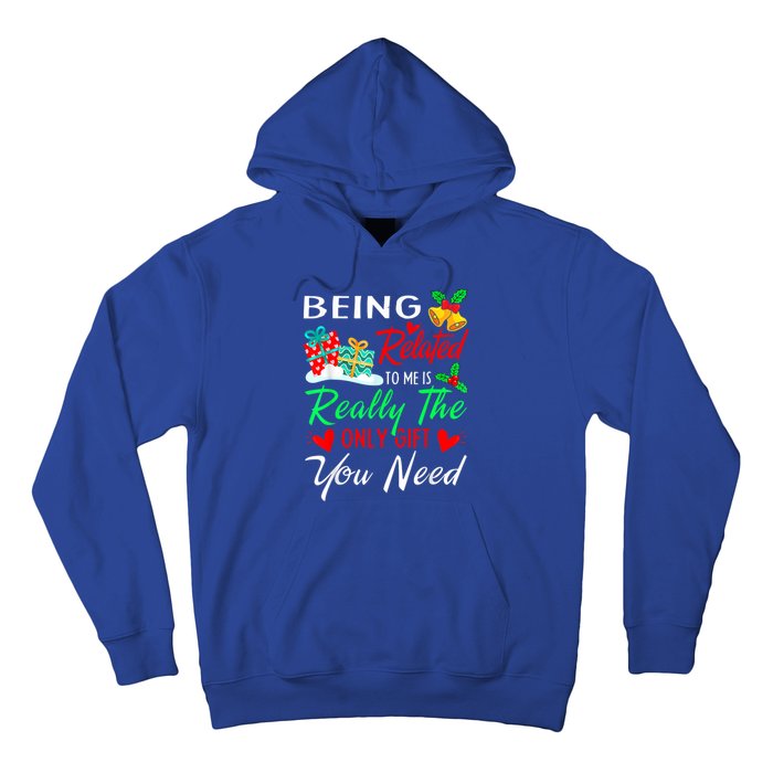 Retro Christmas Pajama Family Squad Xmas Being Related To Me Cute Gift Hoodie