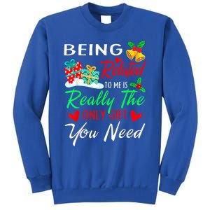 Retro Christmas Pajama Family Squad Xmas Being Related To Me Cute Gift Sweatshirt