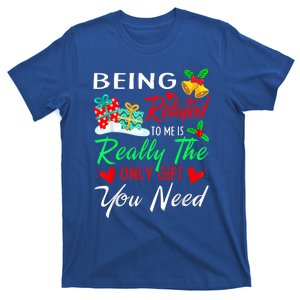 Retro Christmas Pajama Family Squad Xmas Being Related To Me Cute Gift T-Shirt