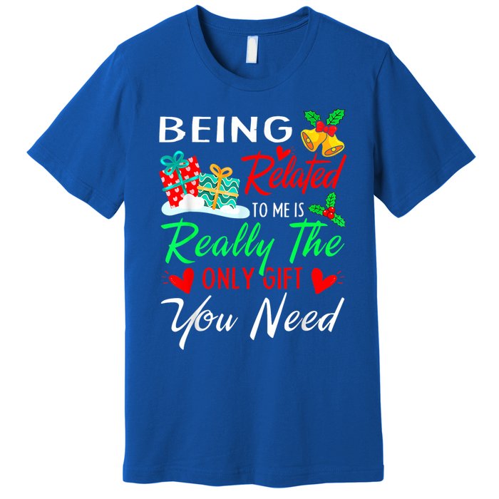 Retro Christmas Pajama Family Squad Xmas Being Related To Me Cute Gift Premium T-Shirt