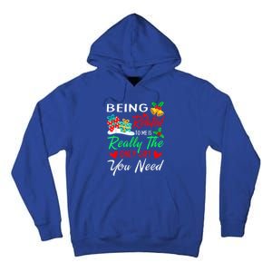 Retro Christmas Pajama Family Squad Xmas Being Related To Me Cute Gift Tall Hoodie