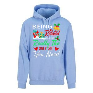 Retro Christmas Pajama Family Squad Xmas Being Related To Me Cute Gift Unisex Surf Hoodie