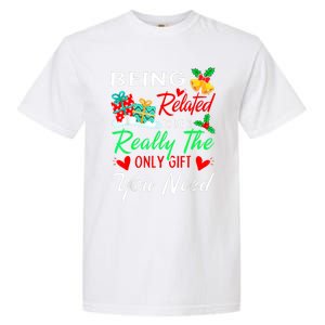 Retro Christmas Pajama Family Squad Xmas Being Related To Me Cute Gift Garment-Dyed Heavyweight T-Shirt