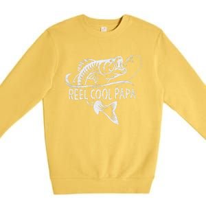 Reel Cool Papa Fishing Dad Gifts Fathers Day Fisherman Fish Premium Crewneck Sweatshirt