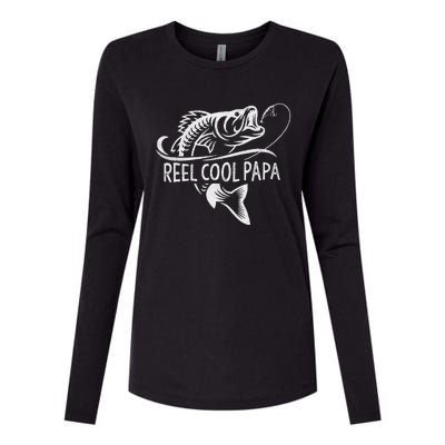 Reel Cool Papa Fishing Dad Gifts Fathers Day Fisherman Fish Womens Cotton Relaxed Long Sleeve T-Shirt