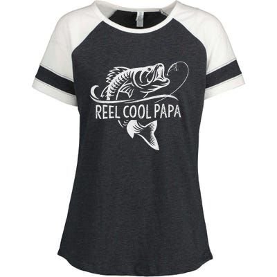 Reel Cool Papa Fishing Dad Gifts Fathers Day Fisherman Fish Enza Ladies Jersey Colorblock Tee